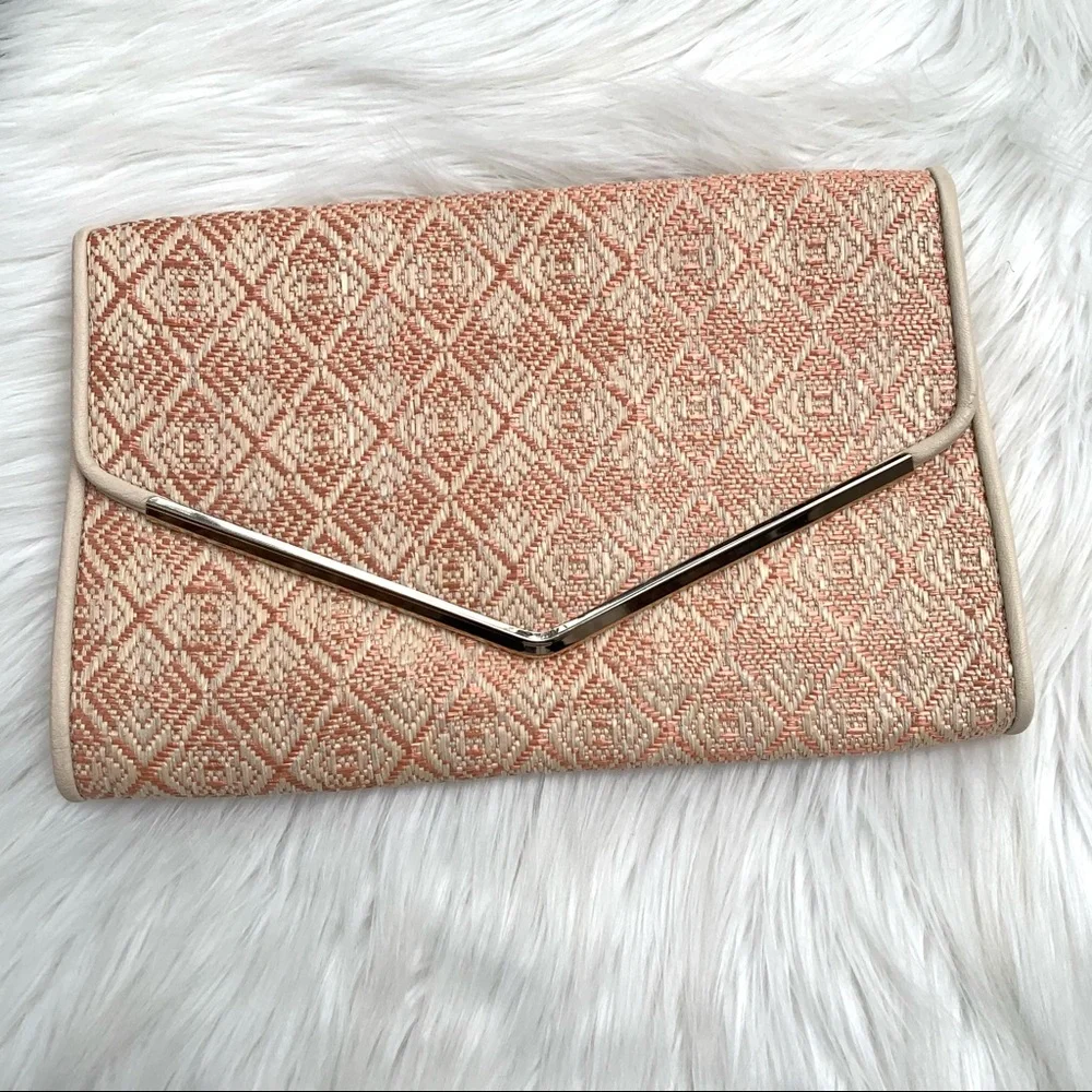 Urban Expressions Rose Gold & Cream Envelope Clutch Chain Strap Purse